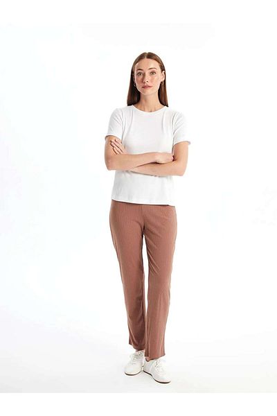 LC Waikiki Lcwaikiki Basic Brown Women's Elastic Waist Straight Pants
