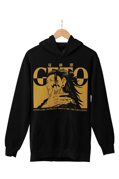 Fuddy Moda Hanorac cu glugă supradimensionat unisex Jujutsu Kaisen - Hanorac anime cu imprimeu Suguru Geto