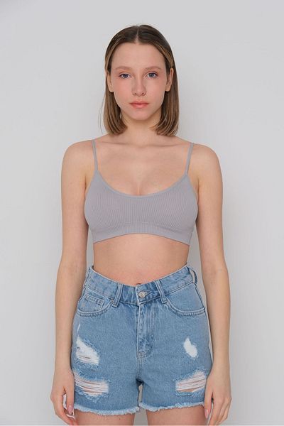 Addax Seamless Crop Tank Top with Chest Pad A6009-k1
