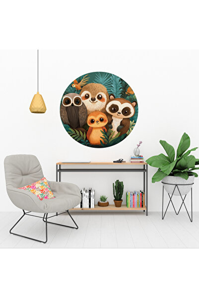 KOSS Dijital Autocolant rotund cu animale drăguțe în pădure, autocolant rotun...
