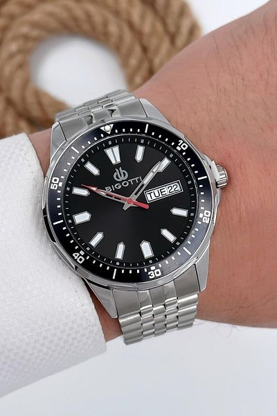 Bigotti Men's Wristwatch All Functions Active Silver-black Sdb002