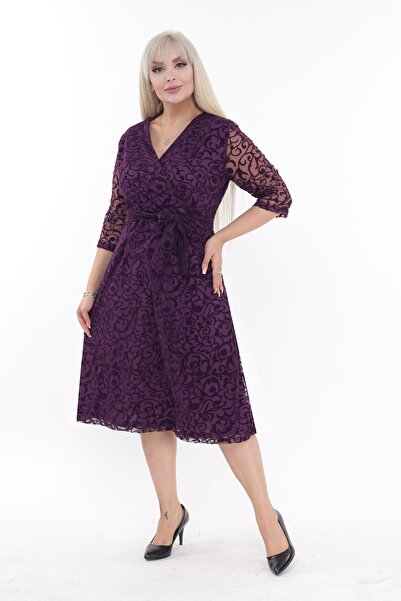 modayız Βραδινό φόρεμα με διπλό γιακά μεγάλου μεγέθους 26C-2207