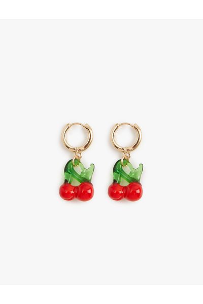 Koton Cross Colored Hoop Earrings Glass