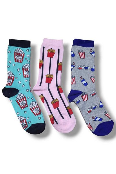 Fanilam 3 Pack Cheerful Pattern Popcorn Unisex Bamboo Socks 36-41