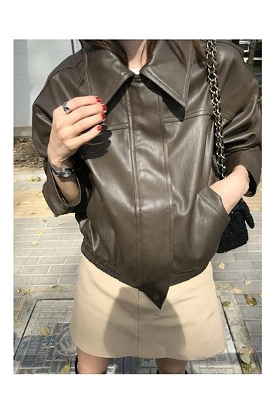 BASEL.CO JACHETĂ PREMIUM OVERSIZE BOMBER DE PIELE DE FEMEI