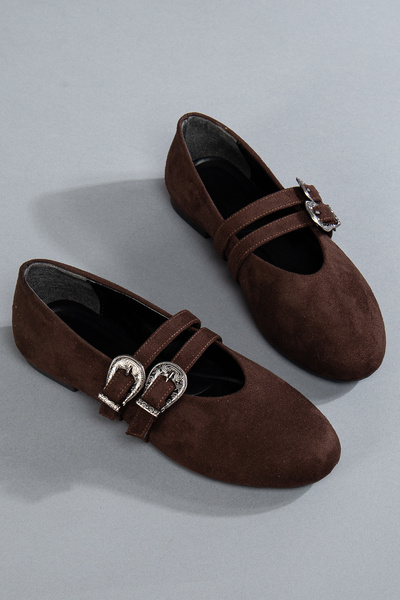 camaiore Kadın Acı Kahve Süet Tokalı Babet