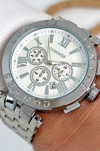 COMMES Men's Wristwatch Functions Active Silver Color Steel Cord Sdcms033