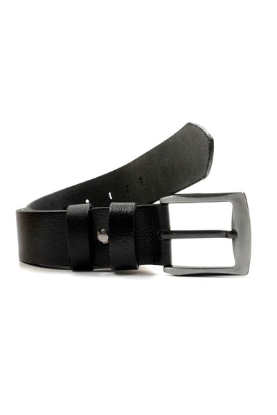 derikem Curea de blugi pentru bărbați 100% piele de bivol neagră 4,5 cm