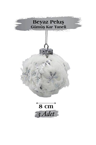 karinabest 8 см білий плюшевий срібний сніжинка - новорічний набір з 3 штук