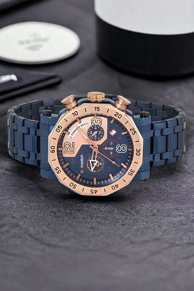 Comwatch Navy Blue Full Function Steel Band Steel Case Men's Wrist Watch Crono Sdcmw021