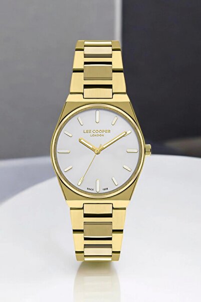 Lee Cooper Gold-White Women's Wristwatch and Bracelet Gift - Steel Cord & Cas...