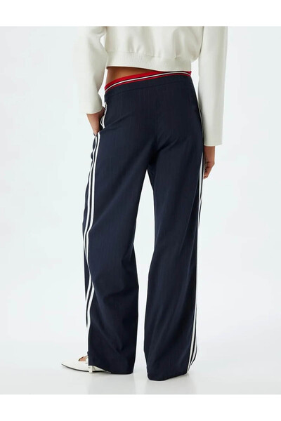 Koton Bol Paça Baggy Lacivert Kadın Kumaş Pantolon 5WAL40044IW