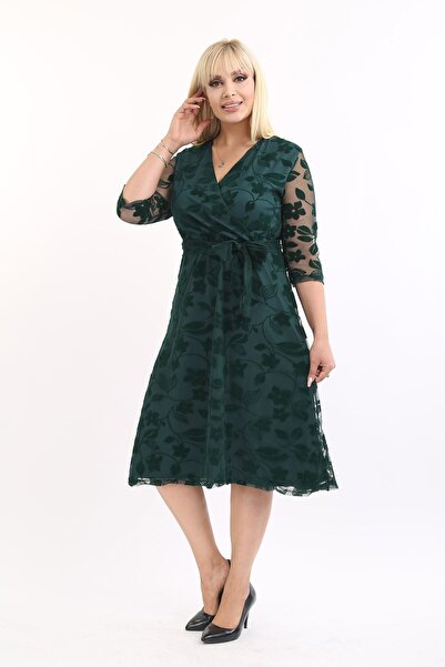 modayız Večerní šaty s dvouřadým límcem velké velikosti 12E-2167