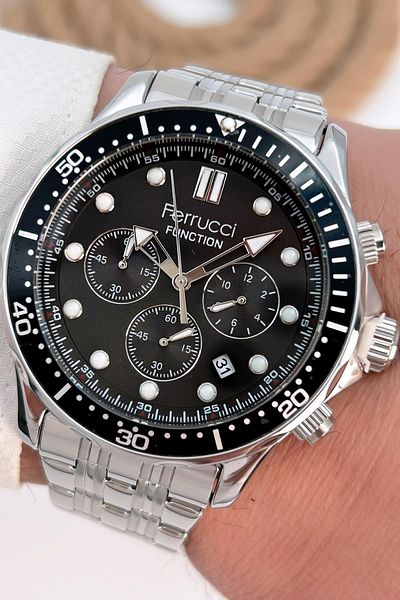 Ferrucci Function Men's Wristwatch Steel Strap Steel Case 3 Atm Water Resistance