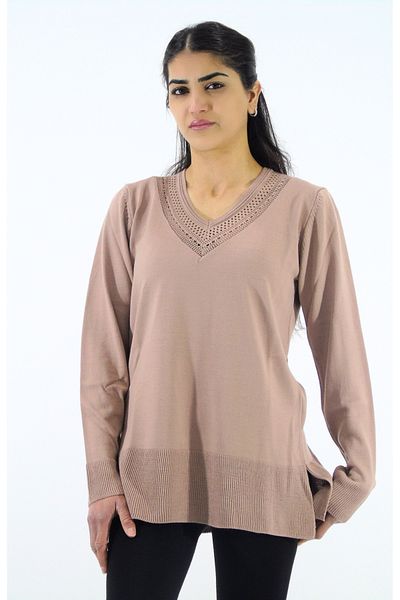 Tuğra Knitwear Sweater with Collar and Back Detail