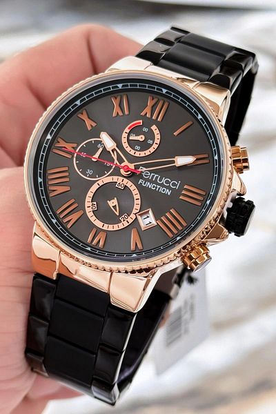 Ferrucci Men's Watch - Black, 3Atm Water Resistant, Steel Band Sdfer089