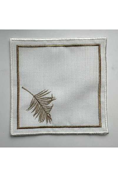 Bursalı Home Collection 6'lı Keten Görünümlü Gardenya Kumaş %100 Floş Nakışlı...