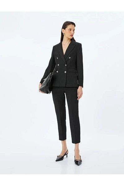Koton Slim Fit High Waist Pocket Cigarette Fabric Trousers