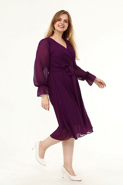 modayız Φόρεμα σιφόν μακρυμάνικο Plus Size 10a-1820