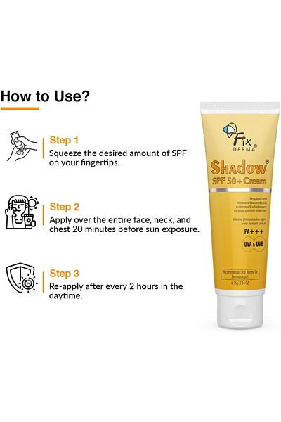 FixDerma Shadow SPF 50+ Cream Broad-Spectrum Sun Protection Water-Resistant 75g PA+++ Paraben Free