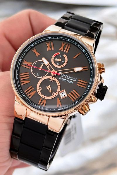Ferrucci Men's Watch - Black, 3Atm Water Resistant, Steel Band Sdfer089