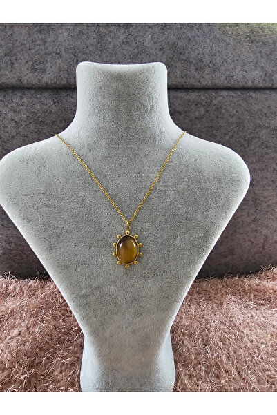 SiestaAccessories Kahverengi Taşlı Vintage Kolye