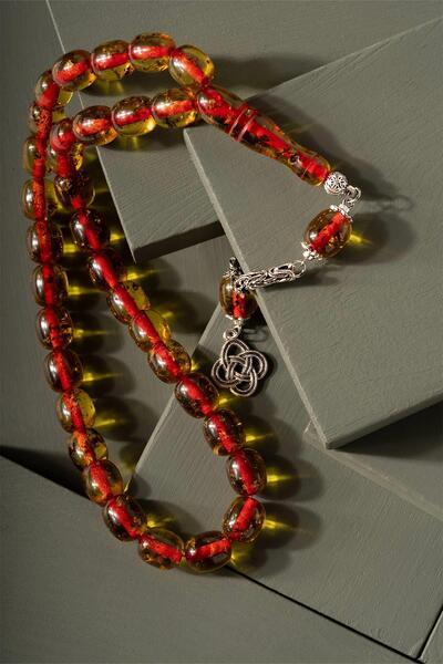 TESBİHKENTİ Mărgele de rugăciune de chihlimbar cu pulbere fosilă de ceai de c...