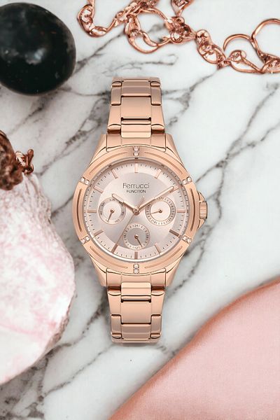 Ferrucci Function Women's Watch Rose Steel Band Steel Case Fcf.14522Fm.03 Sdfer109