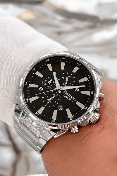Ferrucci Silver-black New Season Steel Cord Function Men's Wristwatch Sdfer072