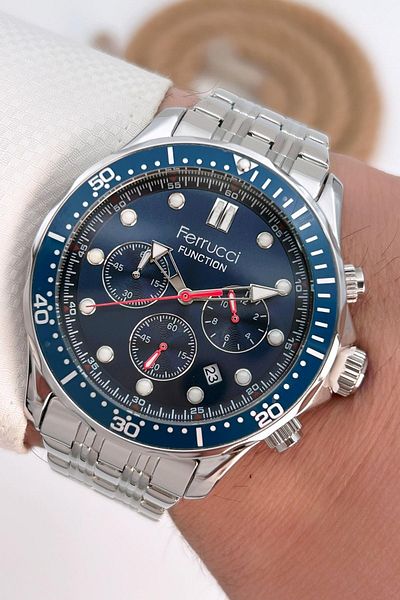 Ferrucci Function Men's Wristwatch Steel Strap Steel Case 3 Atm Water Resistance