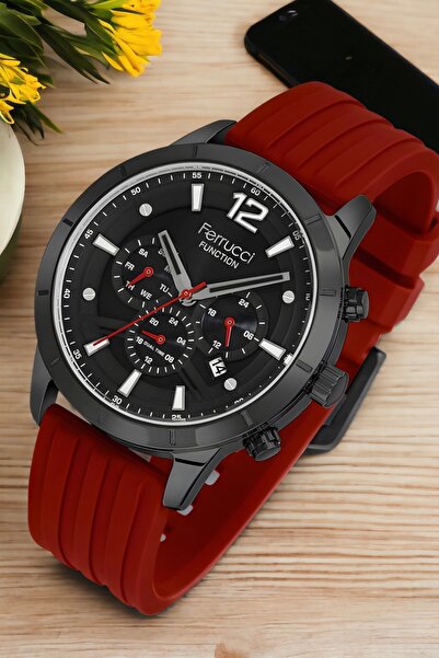 Ferrucci Function, 3atm, Kırmızı Renk Erkek Kol Saati, Fcf.13568fs.04 Sdfer137