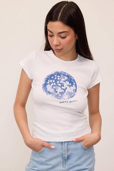 Addax Tricou imprimat cu bile discoteca P1538-t5