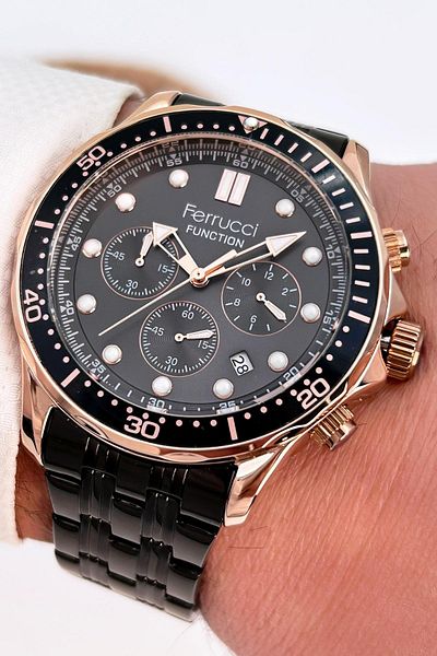 Ferrucci Function Men's Wristwatch Steel Strap Steel Case 3 Atm Water Resistance