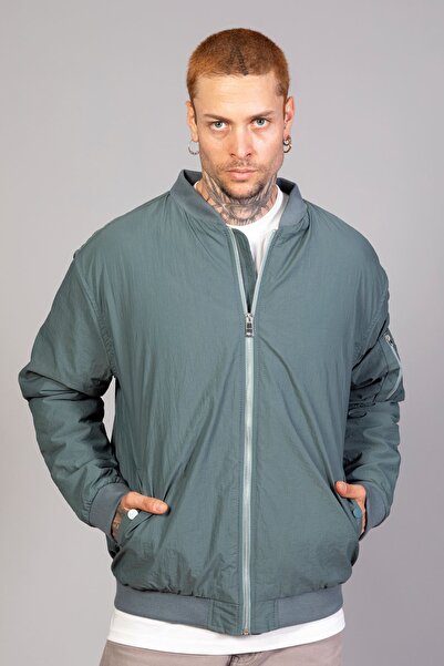 LTC Jeans Ανδρικό μπουφάν Pilot με καπιτονέ εσωτερικά, υδάτινο πράσινο χρώμα, κανονική εφαρμογή / ύφασμα με ζαρώματα (Άνοιξη-Φθινόπωρο-Χειμώνας)