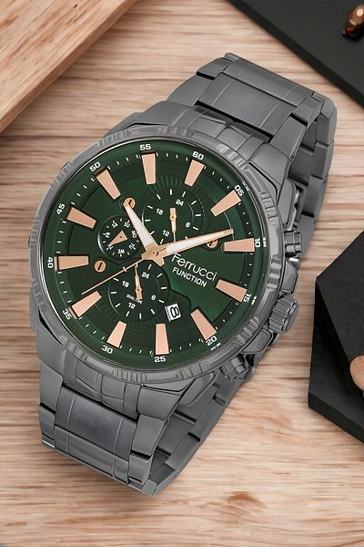 Ferrucci Fcf.13144Fm.04 Men's Watch - Smoke-Green, 3 Atm, Bracelet, Sdfer113
