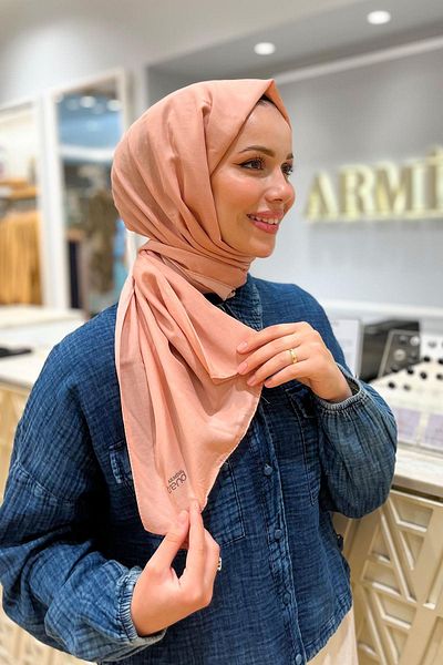 Armine Pink Solid Color Cotton Seher Shawl - 24031