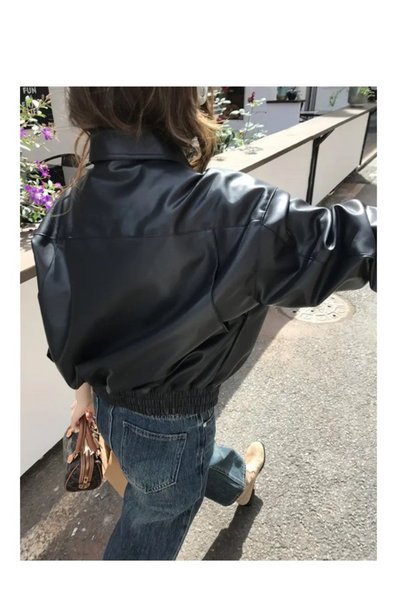 BASEL.CO Women's Premium Oversize Bomber Leather Jacket