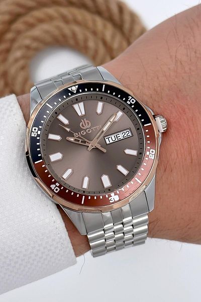 Bigotti Men's Wristwatch All Functions Active Rose Gold-silver Sdb002