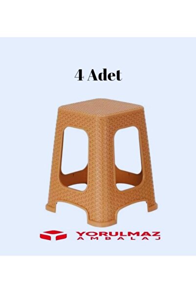YorulmazAmbalaj 4 Adet Saral Rattan Büyük Boy Plastik Tabure
