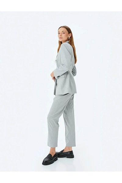 Koton Slim Fit Cigarette Gray Women's Fabric Trousers with Pockets 5Sak40037Uw
