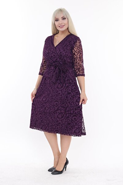 modayız Βραδινό φόρεμα με διπλό γιακά μεγάλου μεγέθους 26C-2207