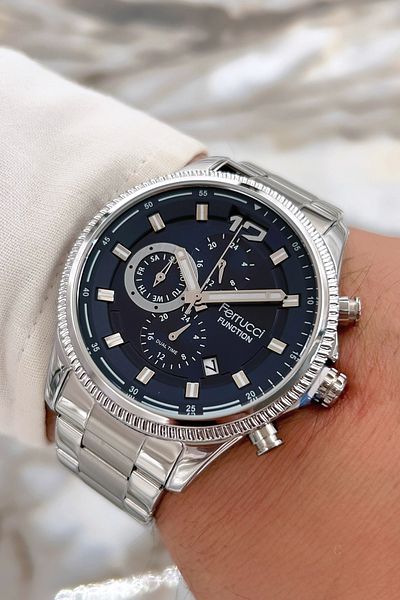 Ferrucci Silver-blue Steel Cord Function New Season Men's Wristwatch Sdfer073