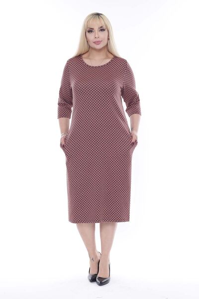 modayız Χειμερινό φόρεμα μεγάλου μεγέθους με τσέπες Jacquard 23E-2267