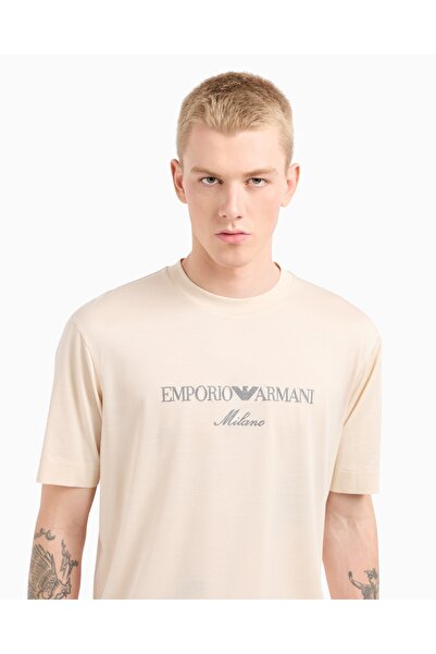 Emporio Armani Men's Regular Cut Collar Cotton Milano Print Short T-Shirt Gx9688