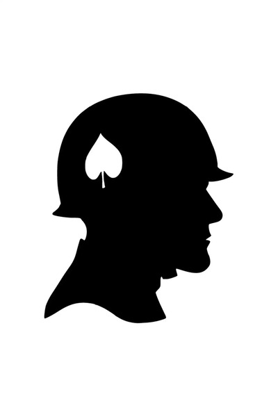 TeOraStore ملصق صورة ظلية لرأس الجندي مقاس 10 × 12 سم