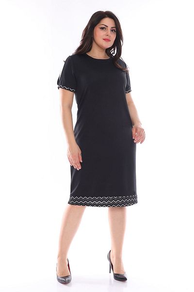modayız Γαρνιρισμένο Μαύρο Φόρεμα Plus Size 25a-0983