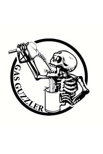 TeOraStore ملصق نافذة خلفي بهيكل عظمي يشرب زيت الزيت 26 × 25 سم