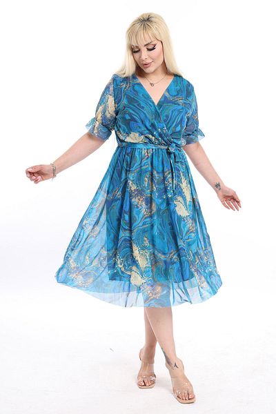 modayız Rochie de vara marime mare cu guler dublu 26c-2373