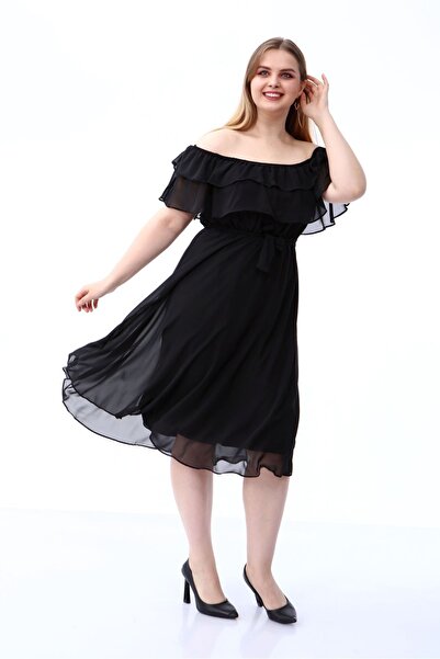 modayız Φόρεμα από σιφόν μεγάλου μεγέθους Karmen Collar 30A-1810