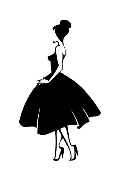 TUNCLNE Woman in Dress Silhouette Sticker 20 X 34 cm